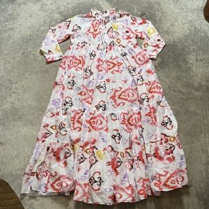 Eywasouls Malibu Dress Womens Size XS Cora Tiered Floral Ivory Print Maxi Pocket